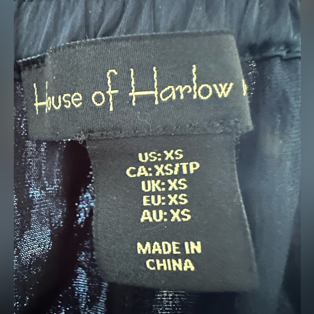 House of Harlo 1960 Satin Pants Wide  Leg Blue - Picture 5 of 6